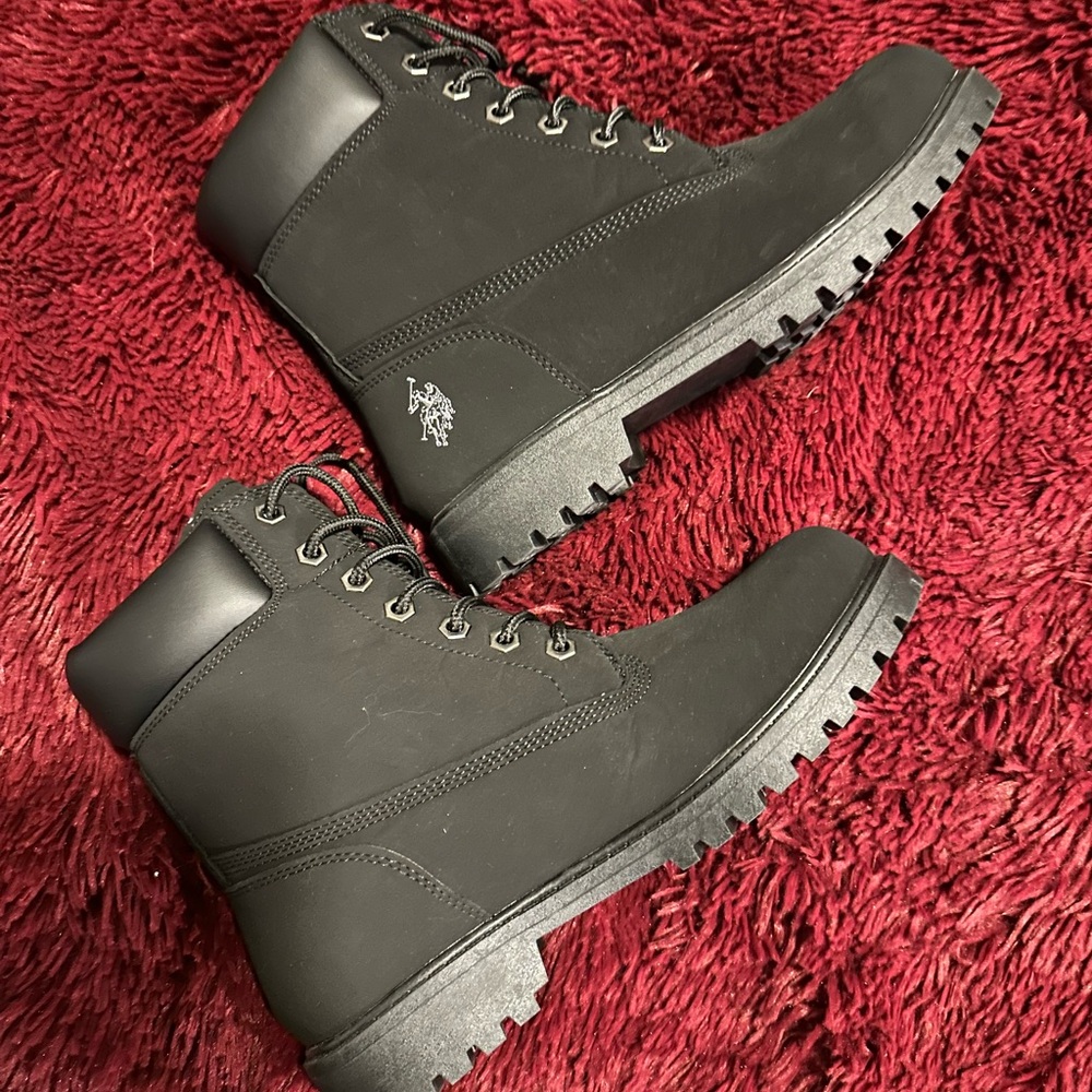 New Without Tags: Polo by Ralph Lauren Black Ankle Boots with Lace-Up Design